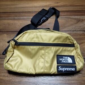 Supreme x The North Face Metallic Roo II Lumbar Pack in Gold Nylon